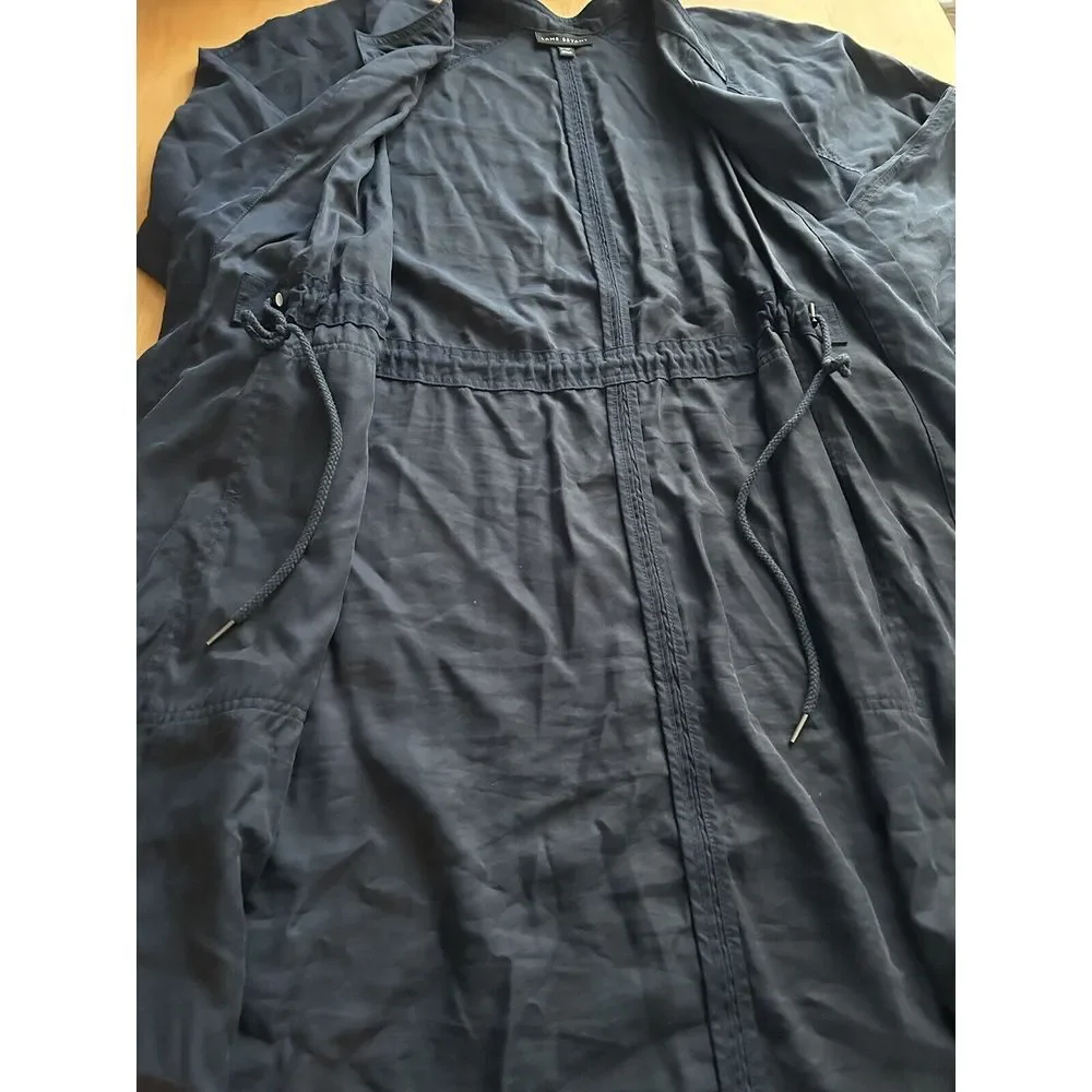 LANE BRYANT Women 18‎ Jacket Navy Blue Open Front Drawstring Cinch Waist